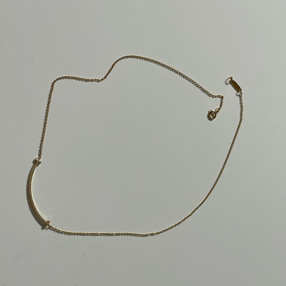 Tiffany & Co 18K diamond T smile mini pendant 16” necklace - Picture 1 of 7